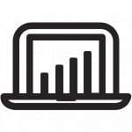 business, device, figures, laptop, statistics, technology icon