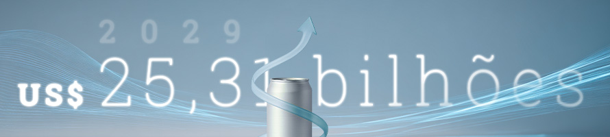 Banner azul com texto na cor branca.