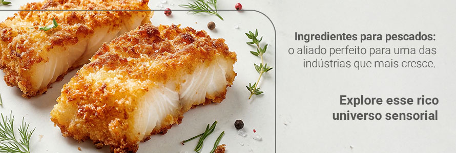 Peixe empanado com ervas frescas.