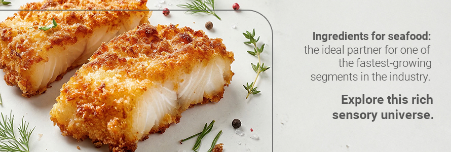 Breaded fish with fresh herbs.