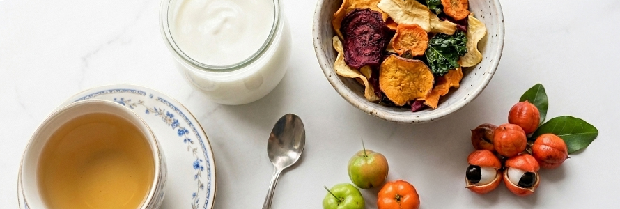 Té, yogur, chips de vegetales y frutas brasileñas