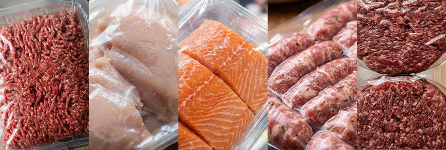 Variedad de carnes y pescados envasados