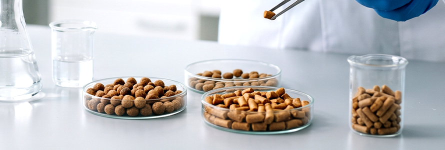 Análise laboratorial de pellets de ração